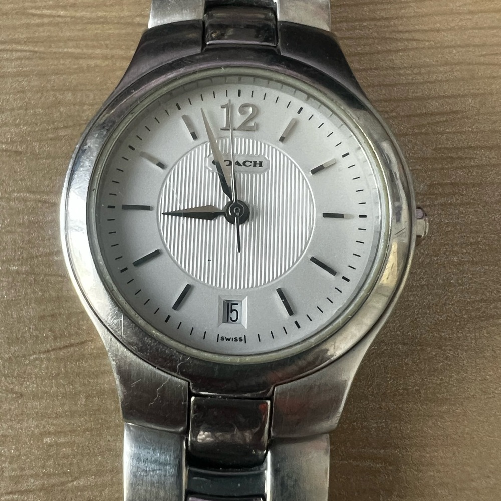 Vintage Coach Stainless Steel Watch with White Dial
